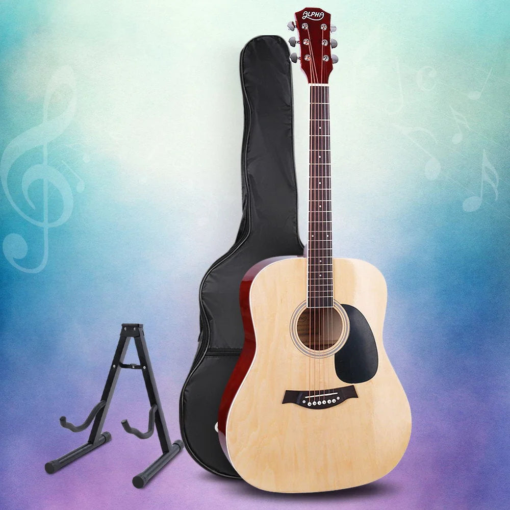 Acoustic Guitar ALPHA 41 Inch Wooden with Accessories set
