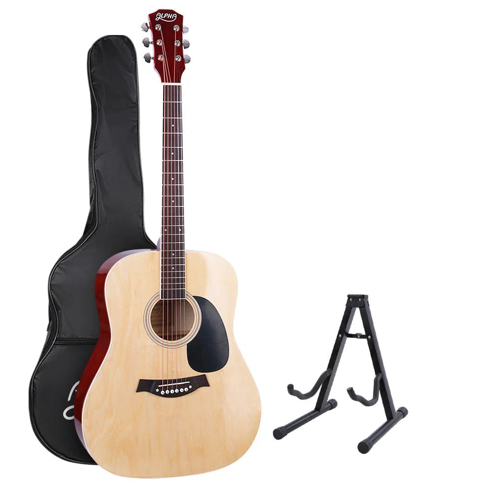 Wooden wood acoustic guitar alpha with inch accessories musical instrument