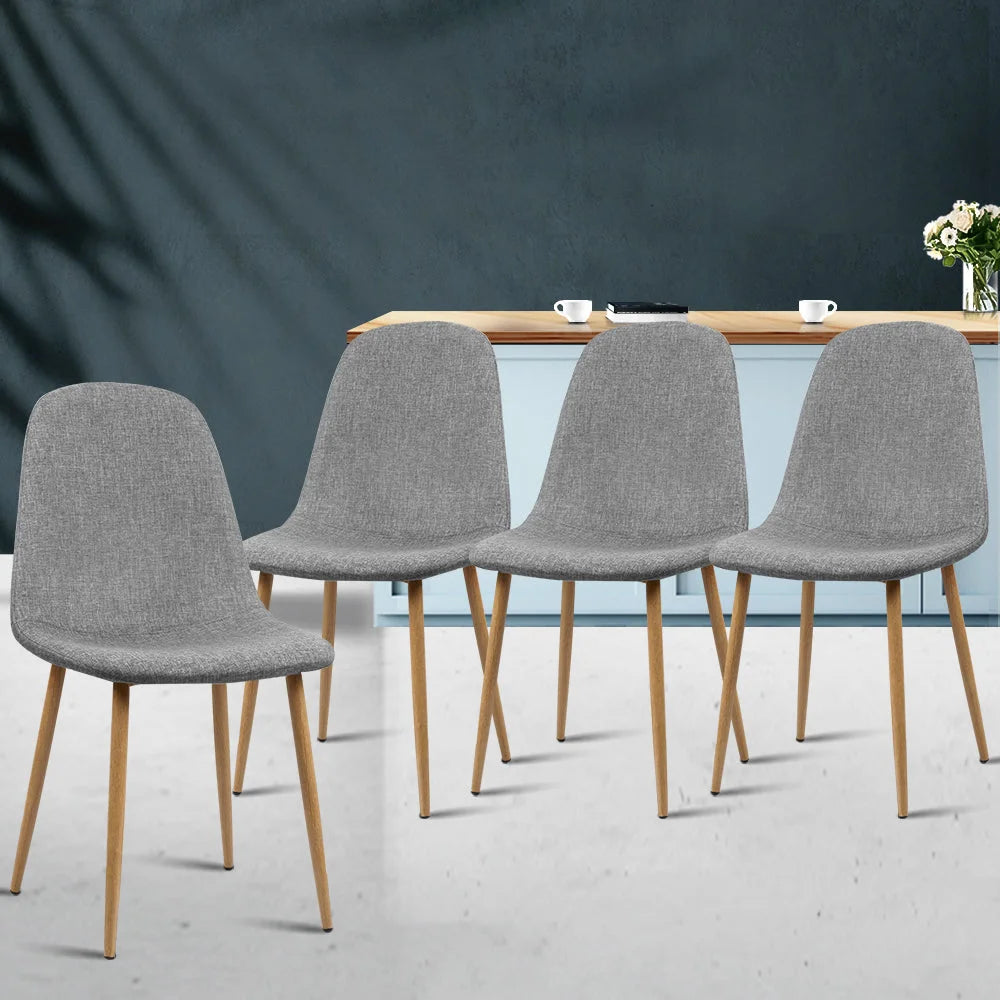 Adamas Fabric Dining Chairs (Set of 4) Light Grey - Dining