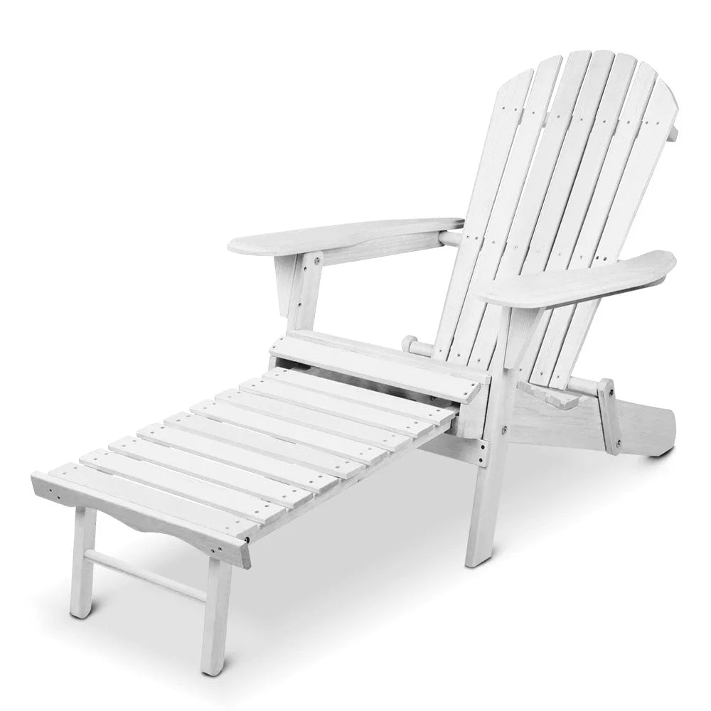 Adirondack Beach Chair with Ottoman White - Outdoor
