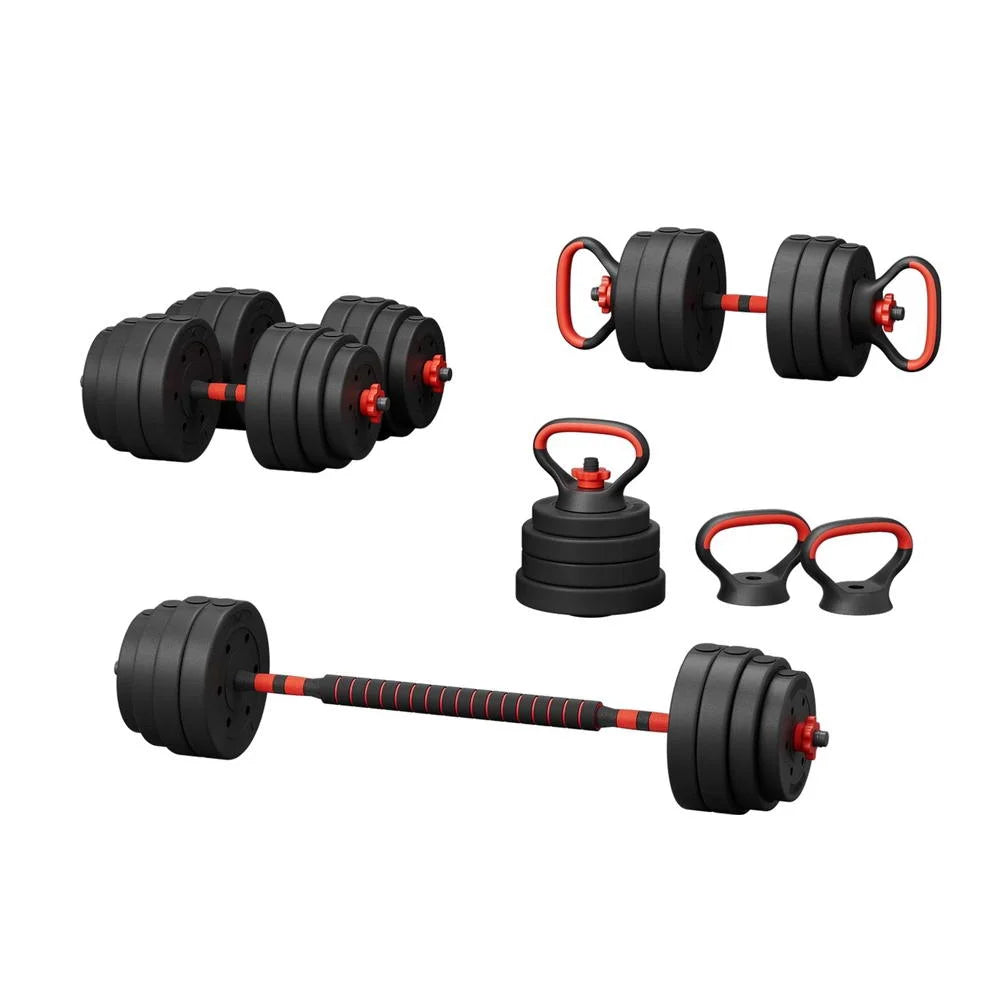 Adjustable Dumbbells Set 40kg Kettlebell Weight Plates Barbells