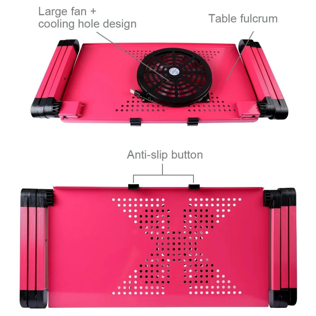 Adjustable Foldable Laptop Stand with Fans & Mouse Pad
