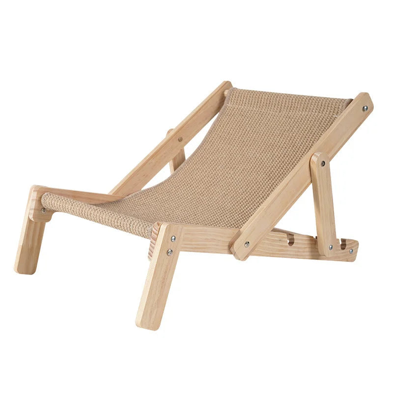 Adjustable Wooden Cat Lounge Chair Comfortable Woven Hammock