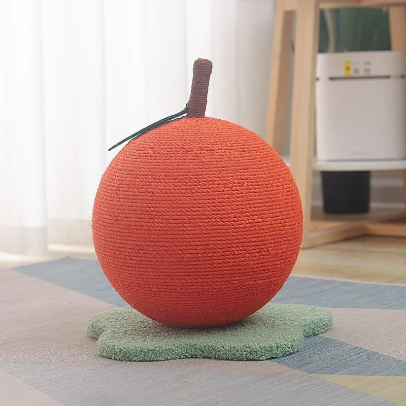 Adorable Orange-Shaped Cat Scratcher - Durable Sisal & Soft