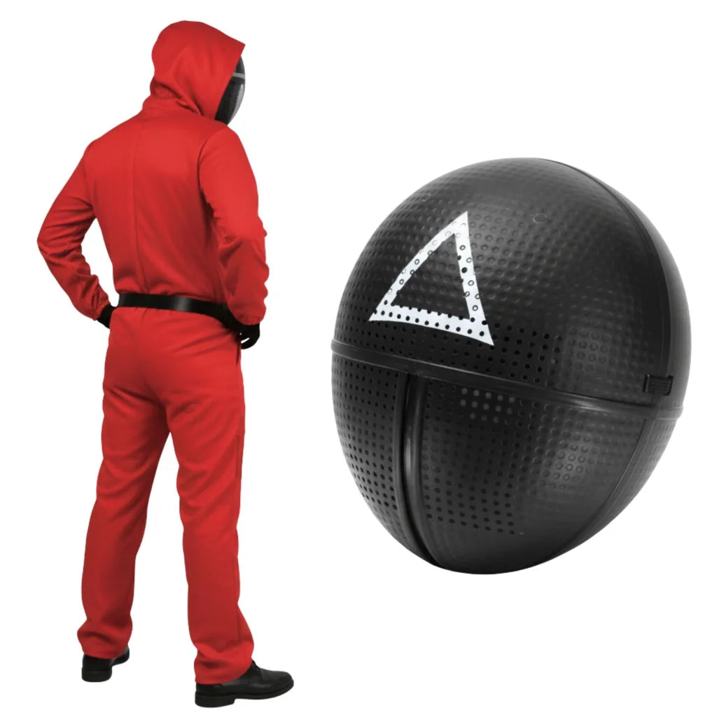 Adult Squid Game Guard Tracksuit Red Full Party Costume Set