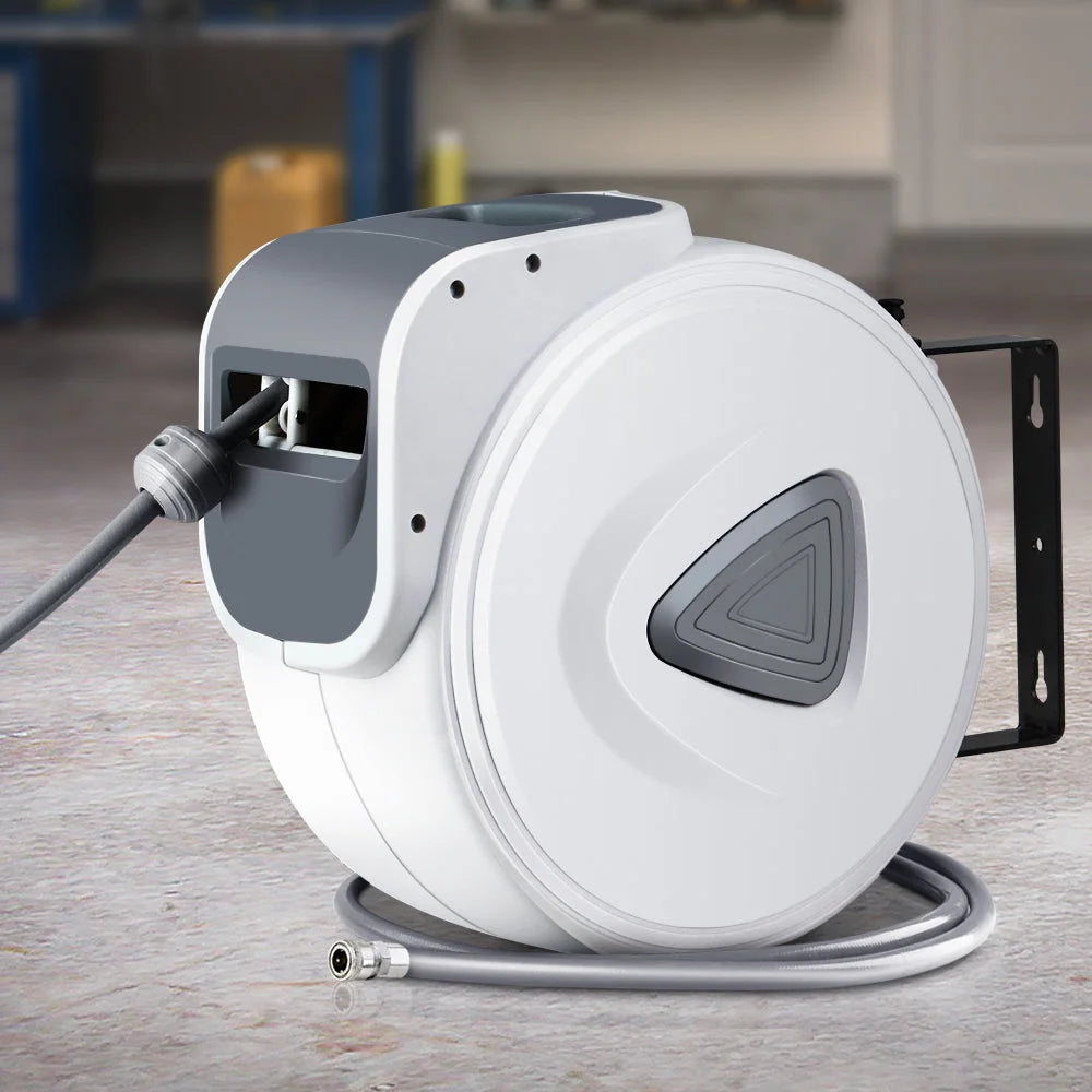 Air Hose Reel 10M Retractable Rewind Swivel Wall Mount