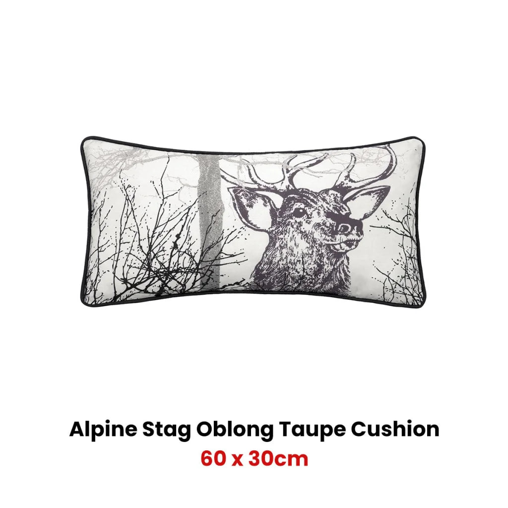 Alpine Stag Taupe Jacquard Oblong Filled Cushion - Furniture