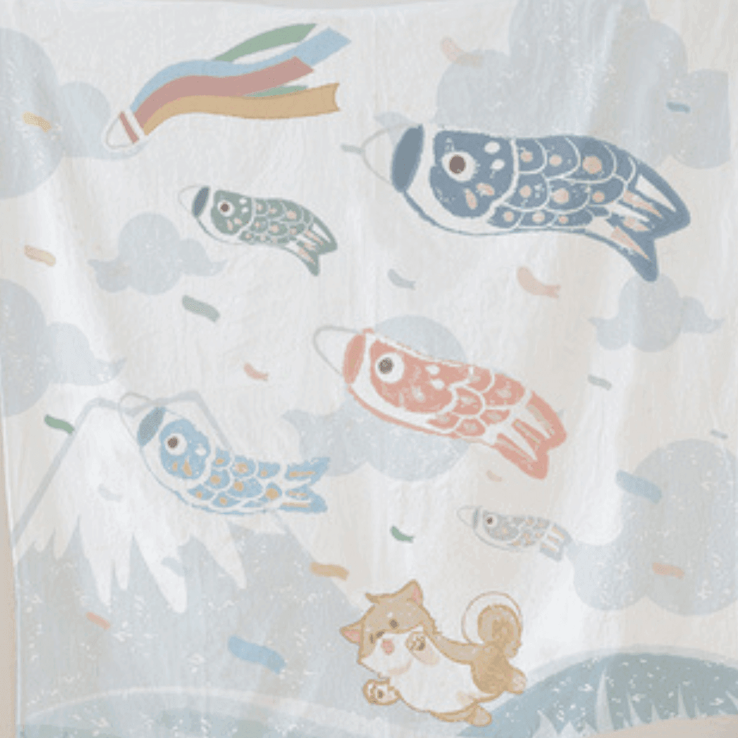 Angel DEPT Baby Muslin Wrap 120 X 120cm - Fish and Dog