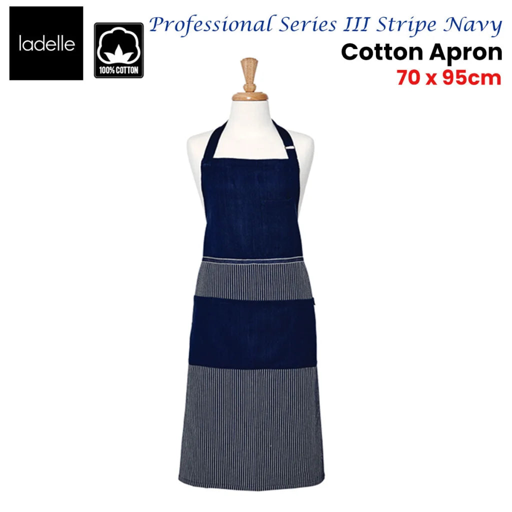 Apron Ladelle Professional Series Stripe Navy Cotton 70 x
