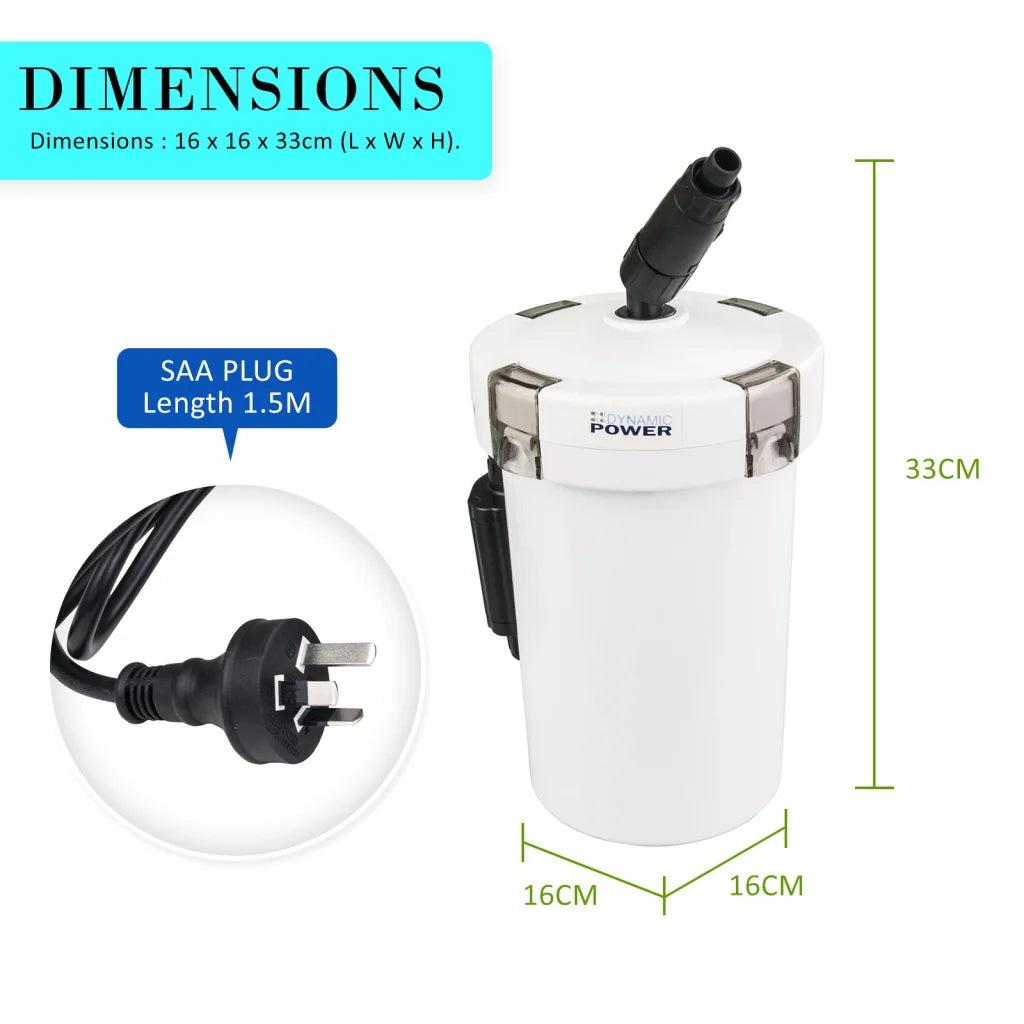 Aquarium External Canister Filter 400L/H - Dynamic Power