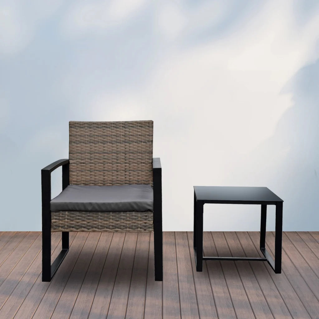 Arcadia Furniture Outdoor 3 Piece Wicker Rattan Patio Set