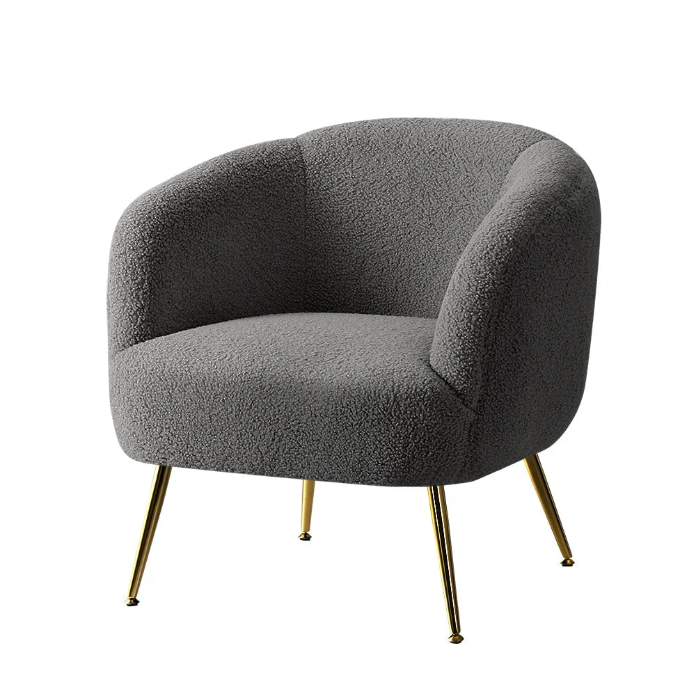 Armchair Lounge Accent Chair Sherpa Boucl Sofa Charcoal