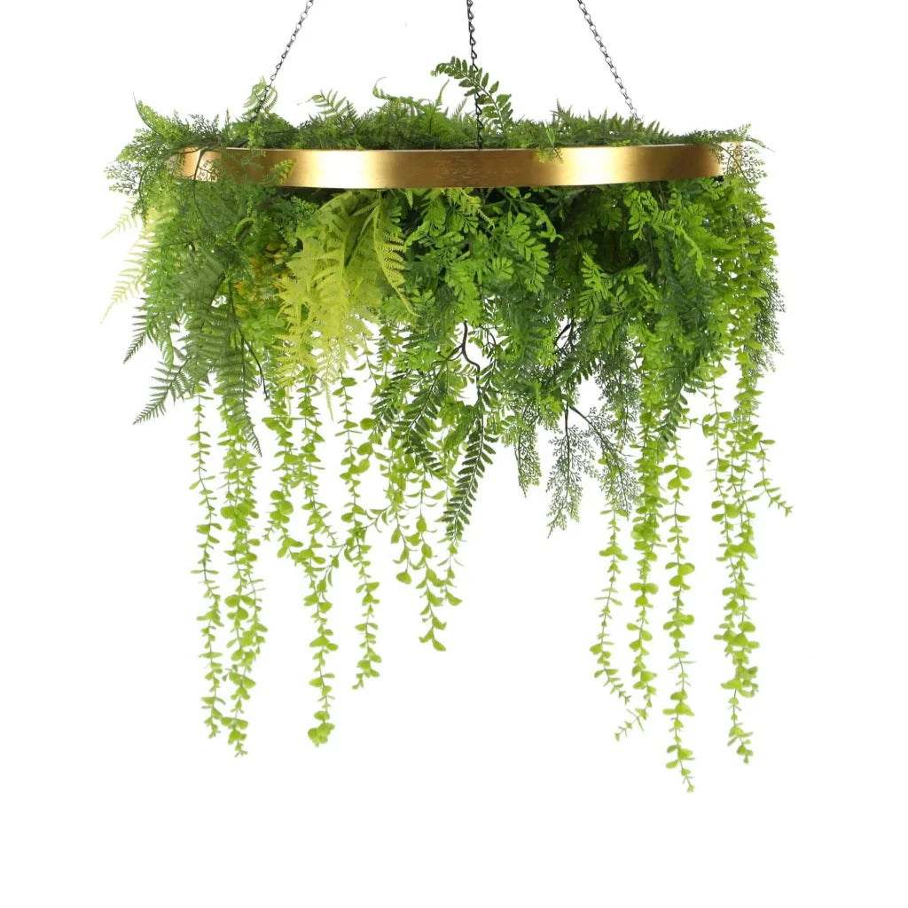Artificial Hanging Green Wall Disc Gold Imitation UV