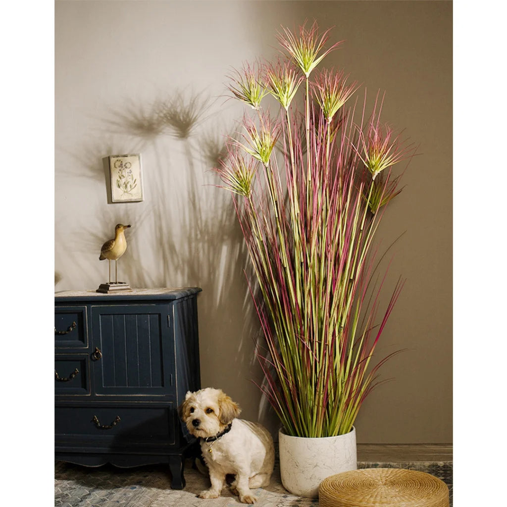 Artificial Indoor Potted Papyrus Plant Tree Set Premium 4X 120cm Purple-Red Fake Simulation Decorative