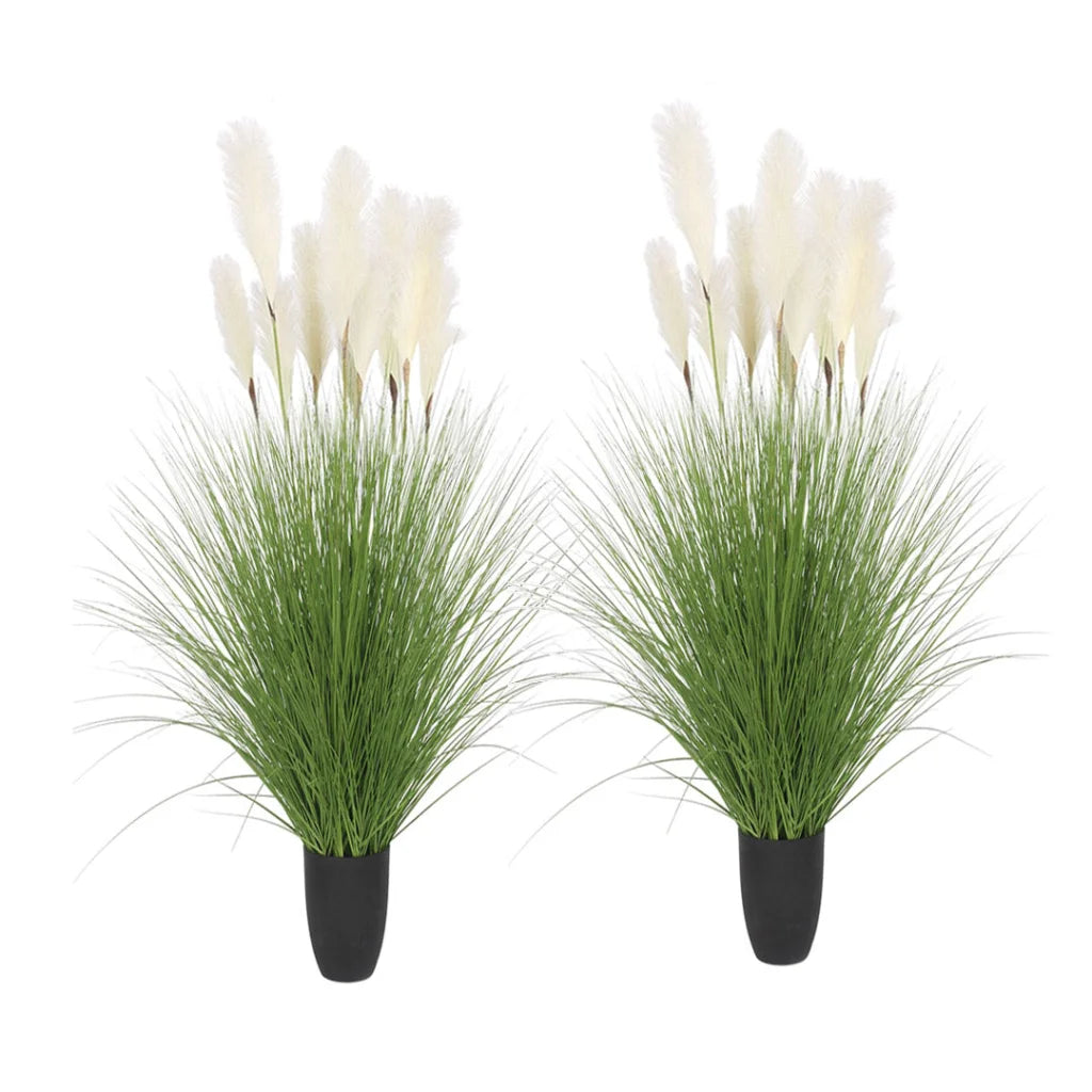 Artificial Indoor Potted Reed Bulrush Grass Tree Set Premium 2X 110cm Green Fake Plant Simulation Decorative