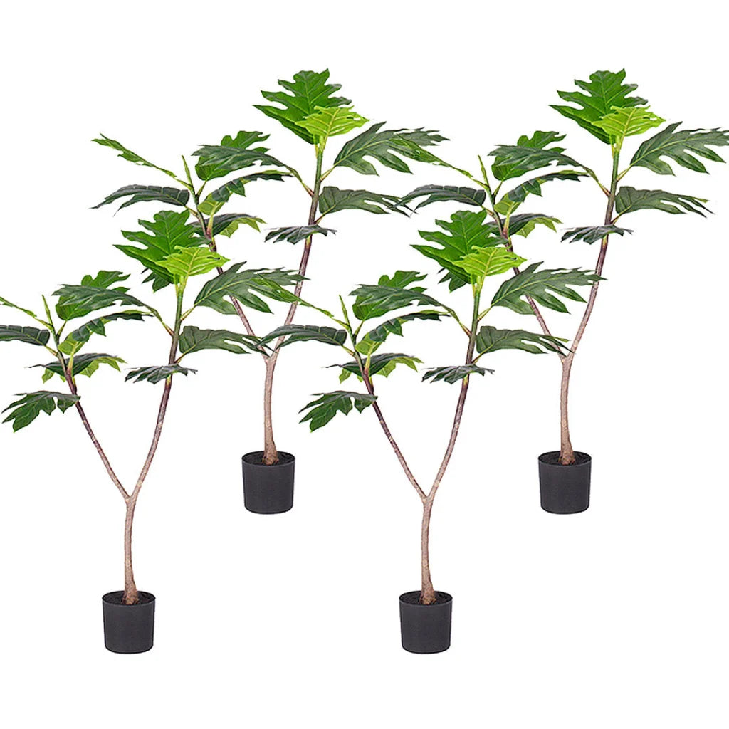 Artificial Split-Leaf Philodendron Tree 4X 90cm Natural Green Fake Tropical Indoor Plant Home Office Decor