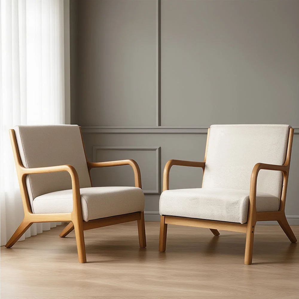 Artiss 2X Armchair Faux Fabric Beige - Furniture > Bar