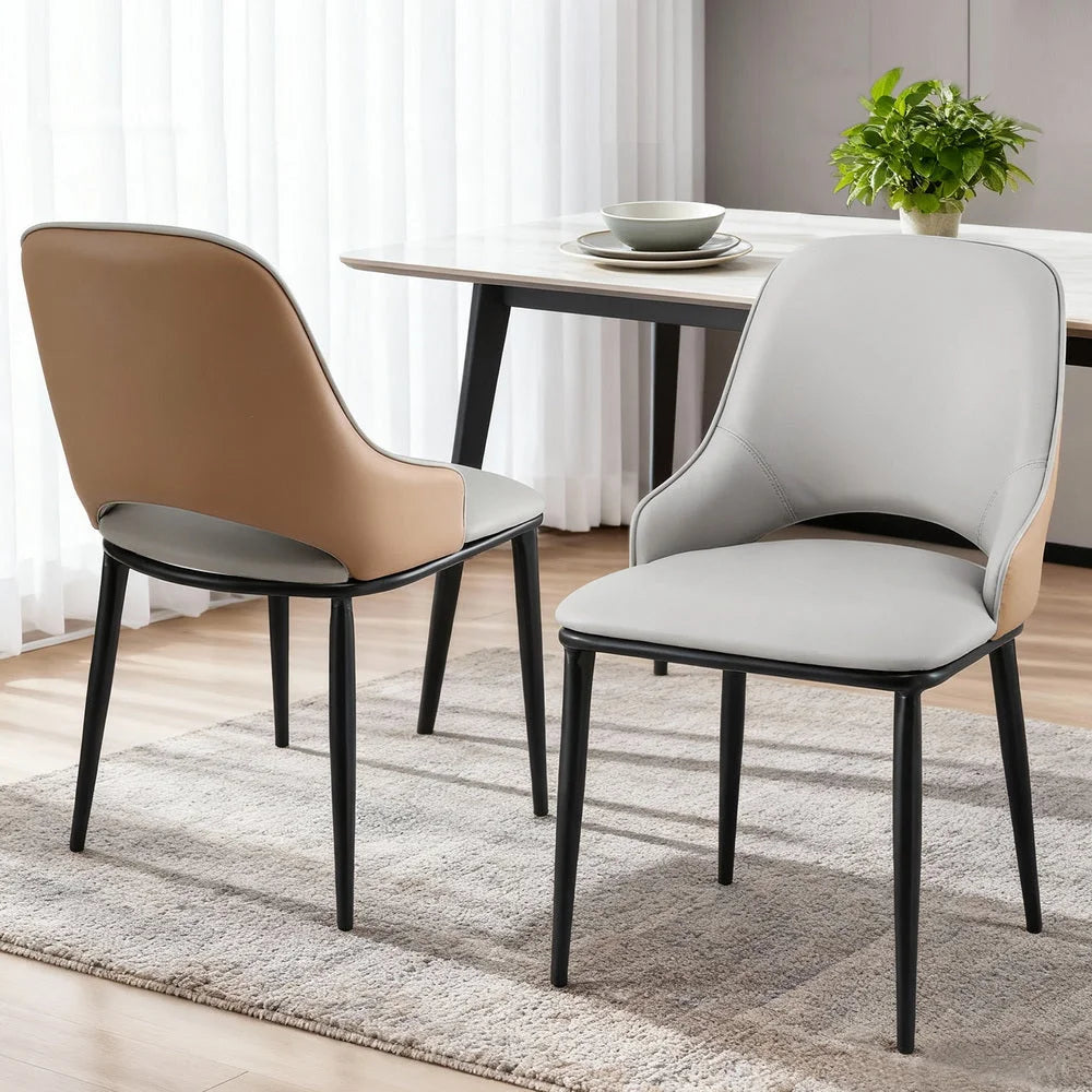 Artiss 2x Dining Chairs Hollow PU Leather Kitchen Lounge