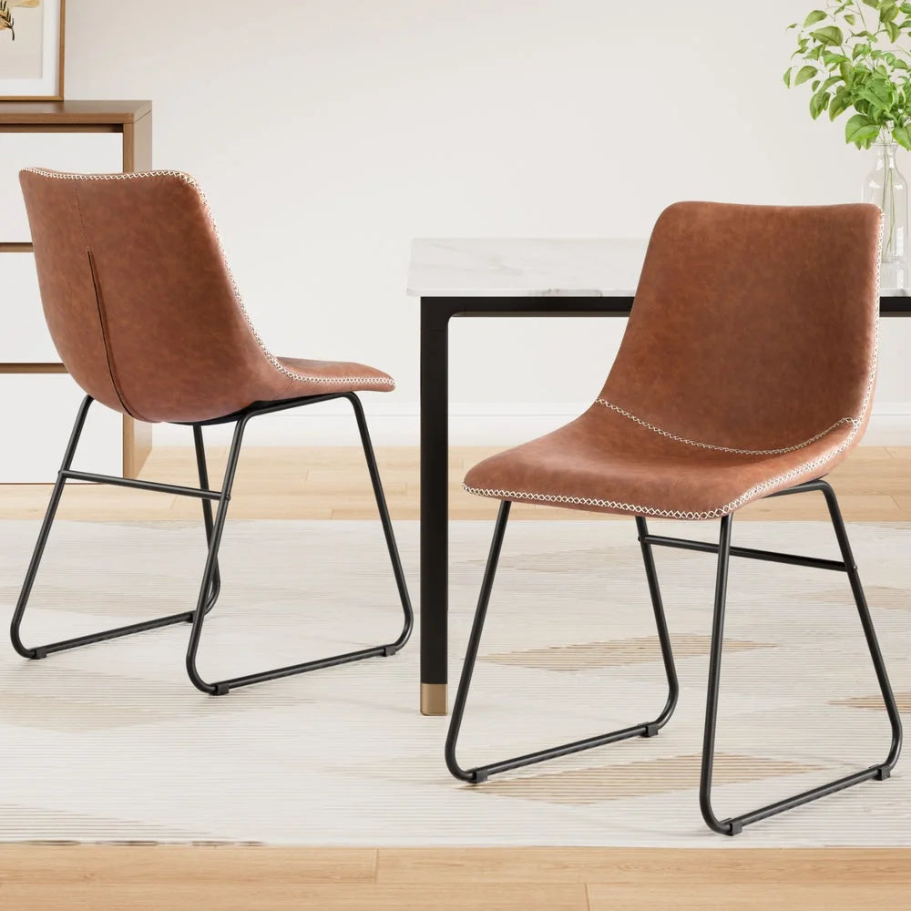 Artiss 2x Dining Chairs Retro PU Leather Kitchen Lounge