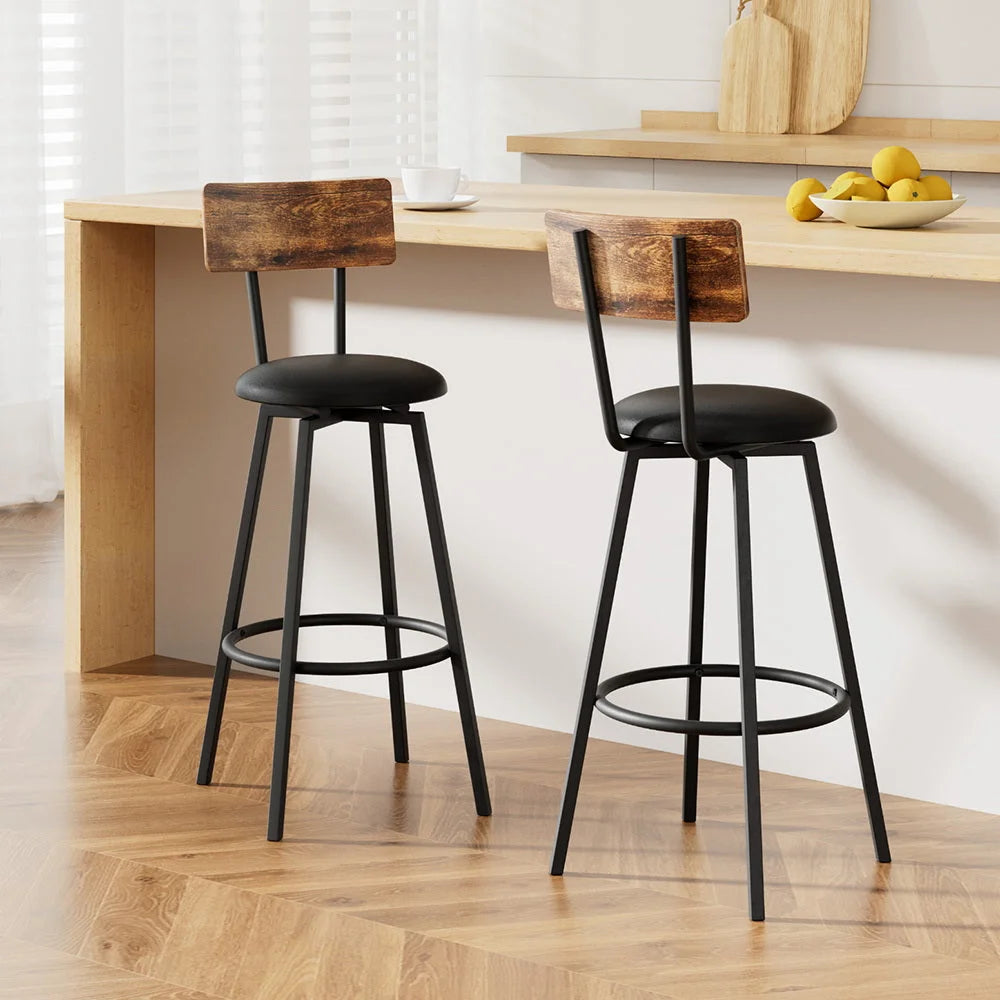 Artiss 2X Industrial Bar Stools Upholstered Counter Chairs