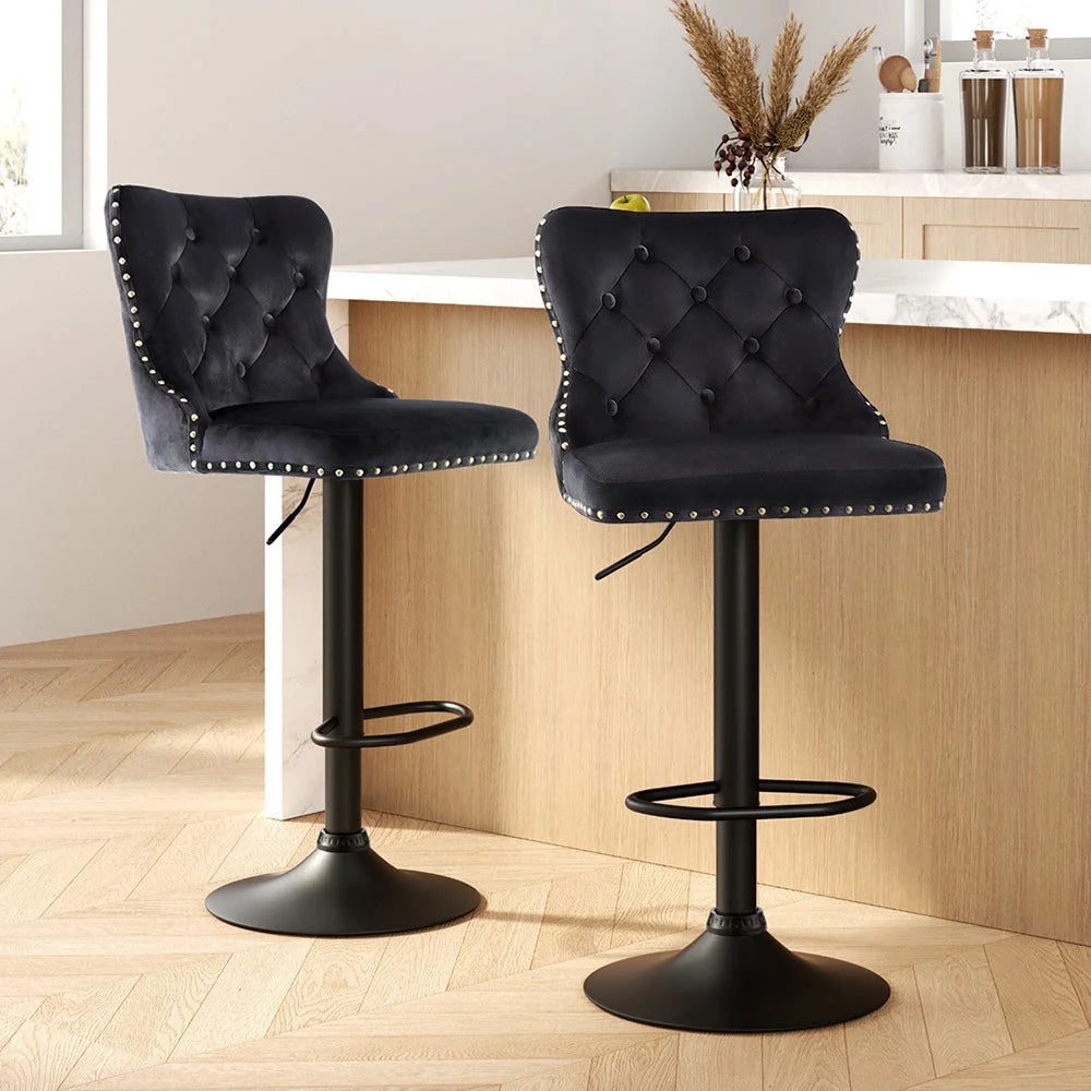 Set Of Two Velvet Bar Stool