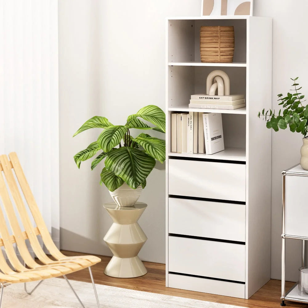 Artiss 3 Chest of Drawers Tallboy Cabinet White - Furniture