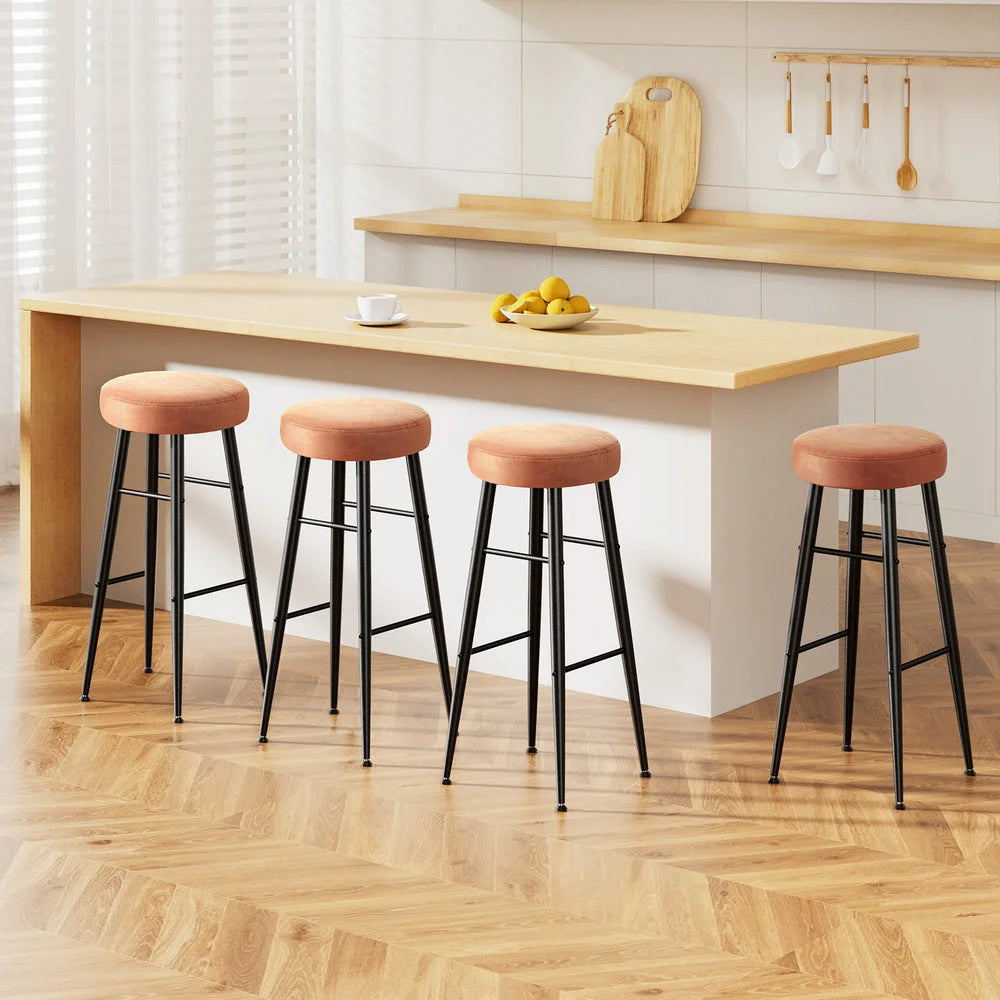 Artiss 4x Bar Stools Kitchen Dining Chairs Counter Round PU