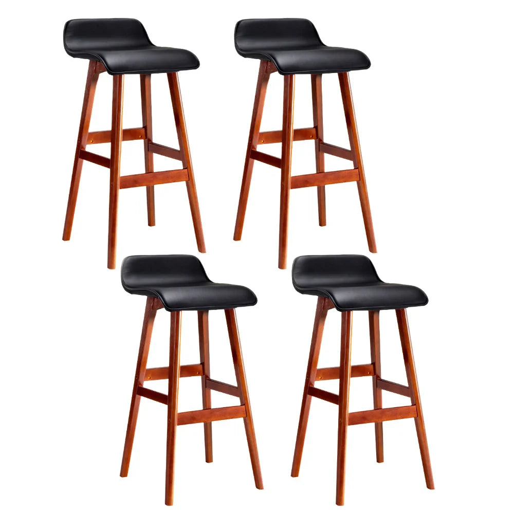 Artiss 4x Bar Stools Wooden Stool Black - Furniture > Bar