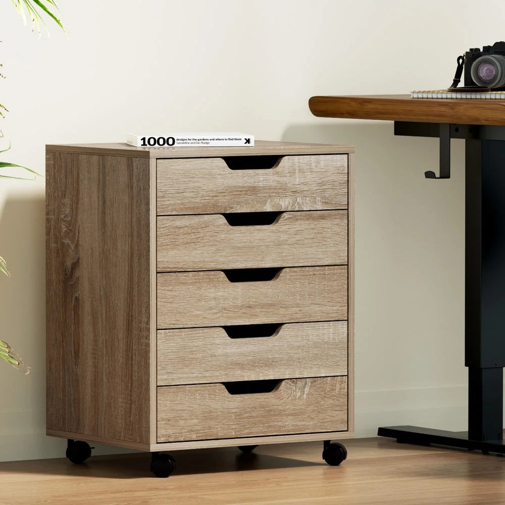 Artiss 5-Drawer Filing Cabinet Mobile Rolling Storage