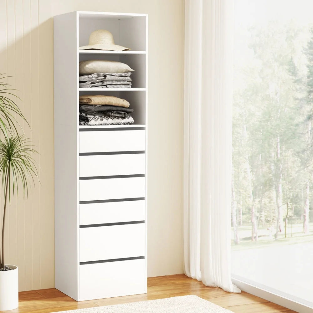 Artiss 6 Chest of Drawers Tallboy Cabinet White - Furniture
