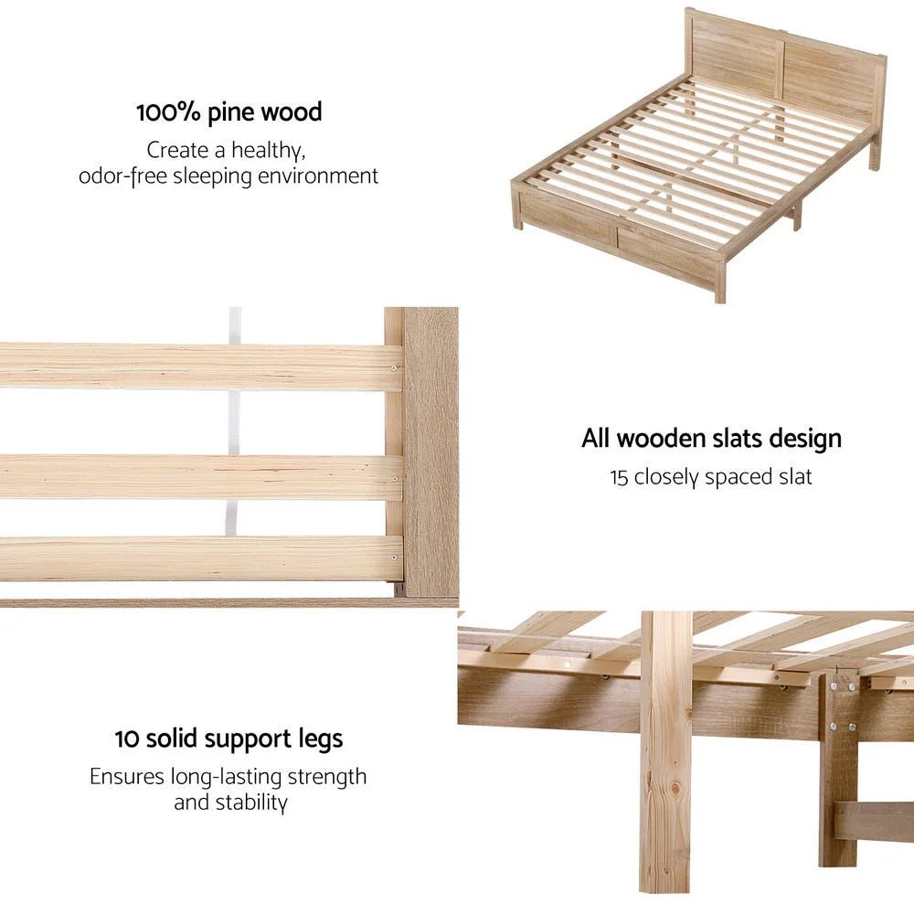 Bed queen size with storage base and slatted support