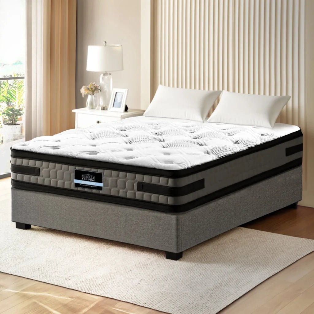 Grey 36cm gas lift bed frame with folded edge and material layering