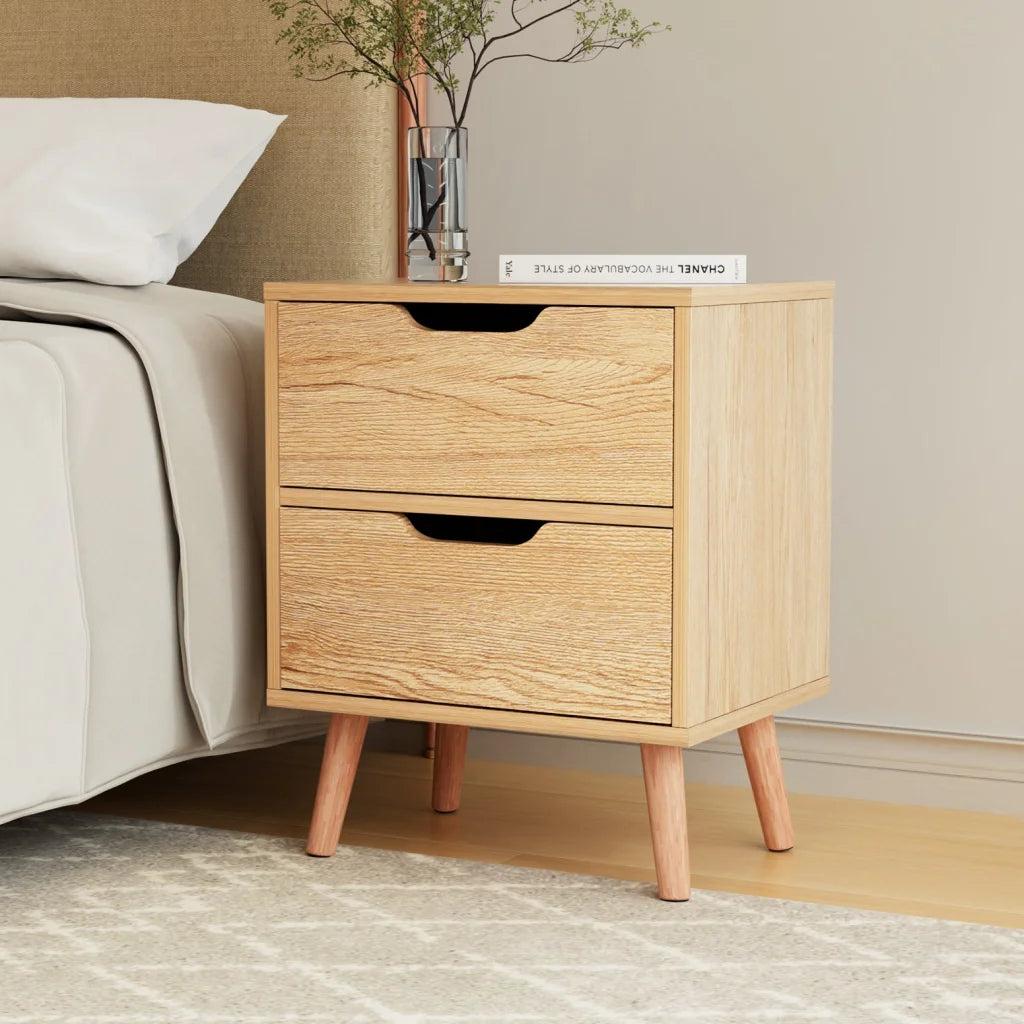 Artiss Bedside Table 2 Drawers Nightstand - BODEN Pine