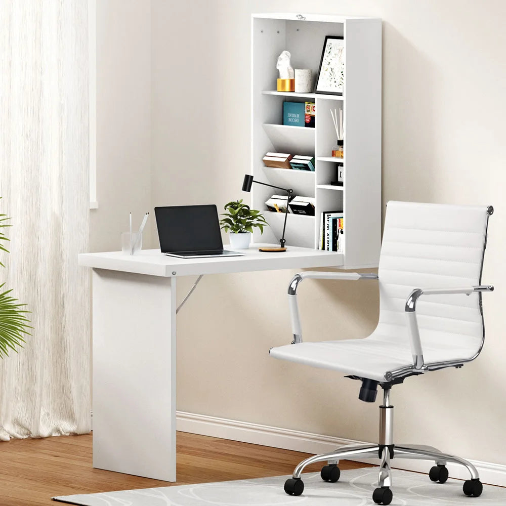 Artiss Computer Desk Office Chair Set PU Leather Wall Mount