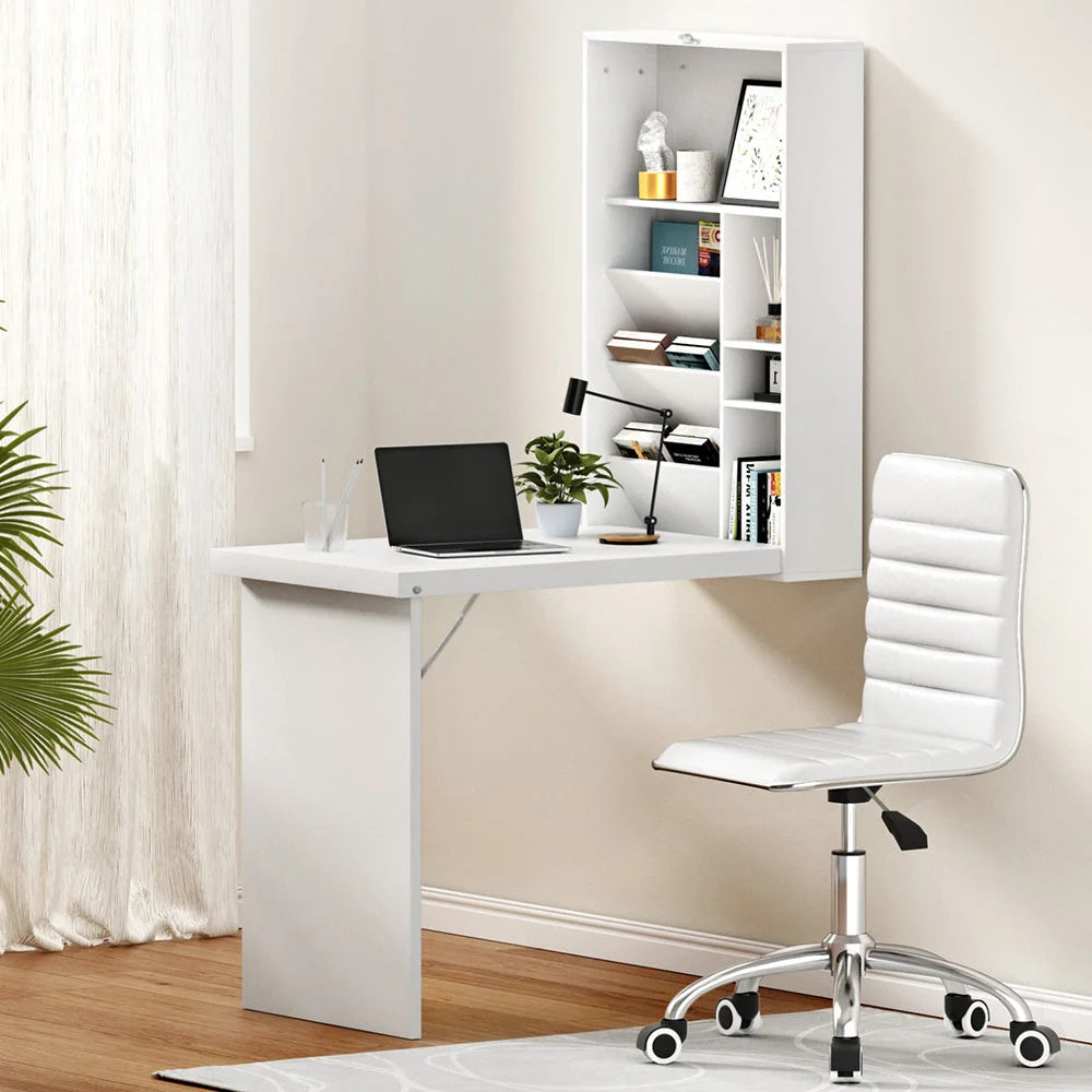 Artiss Computer Desk Office Chair Set PU Leather Wall Mount