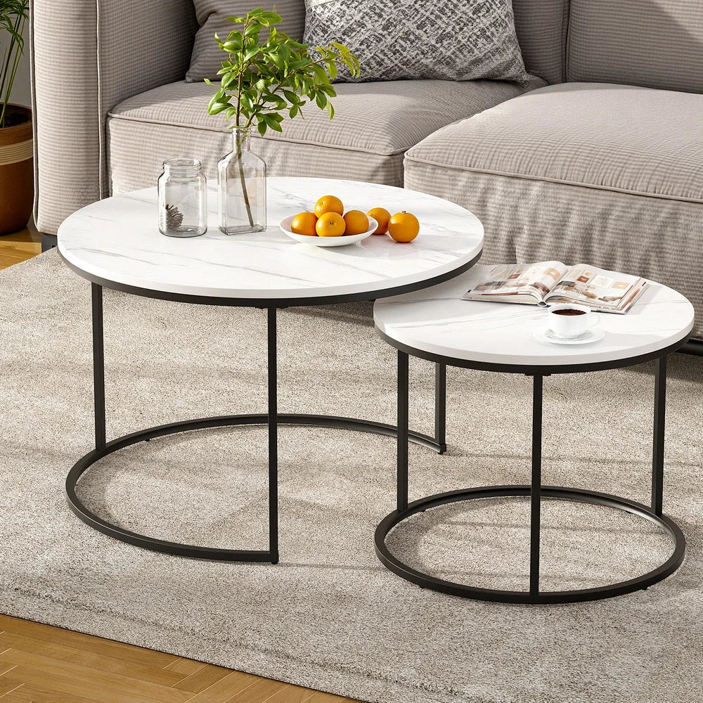 Coffee table with rectangular top and side supports