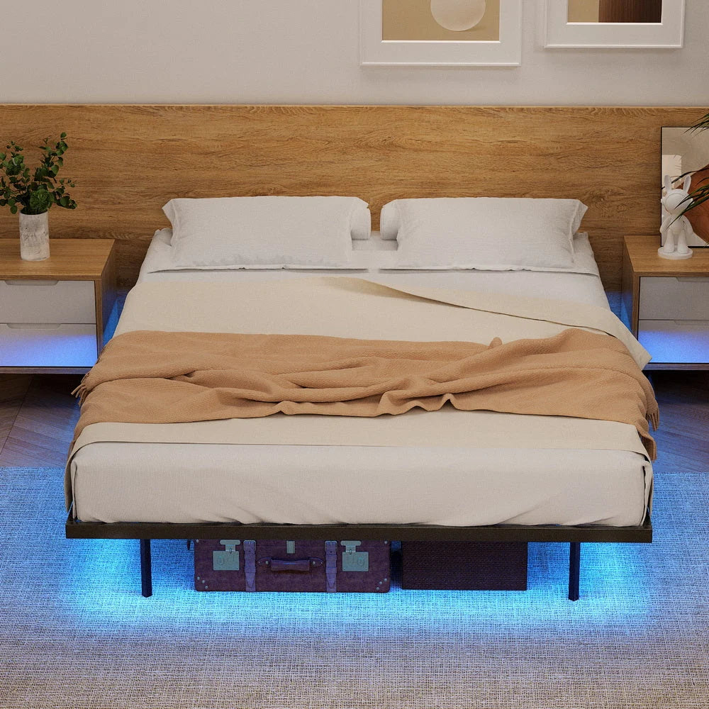 Artiss Queen Bed Frame,Floating Metal Bed Frame with Smart