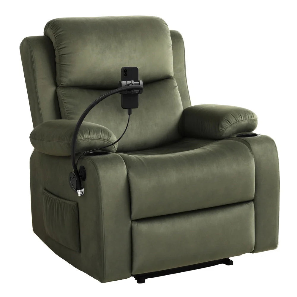 Chair with recliner heated massage phone