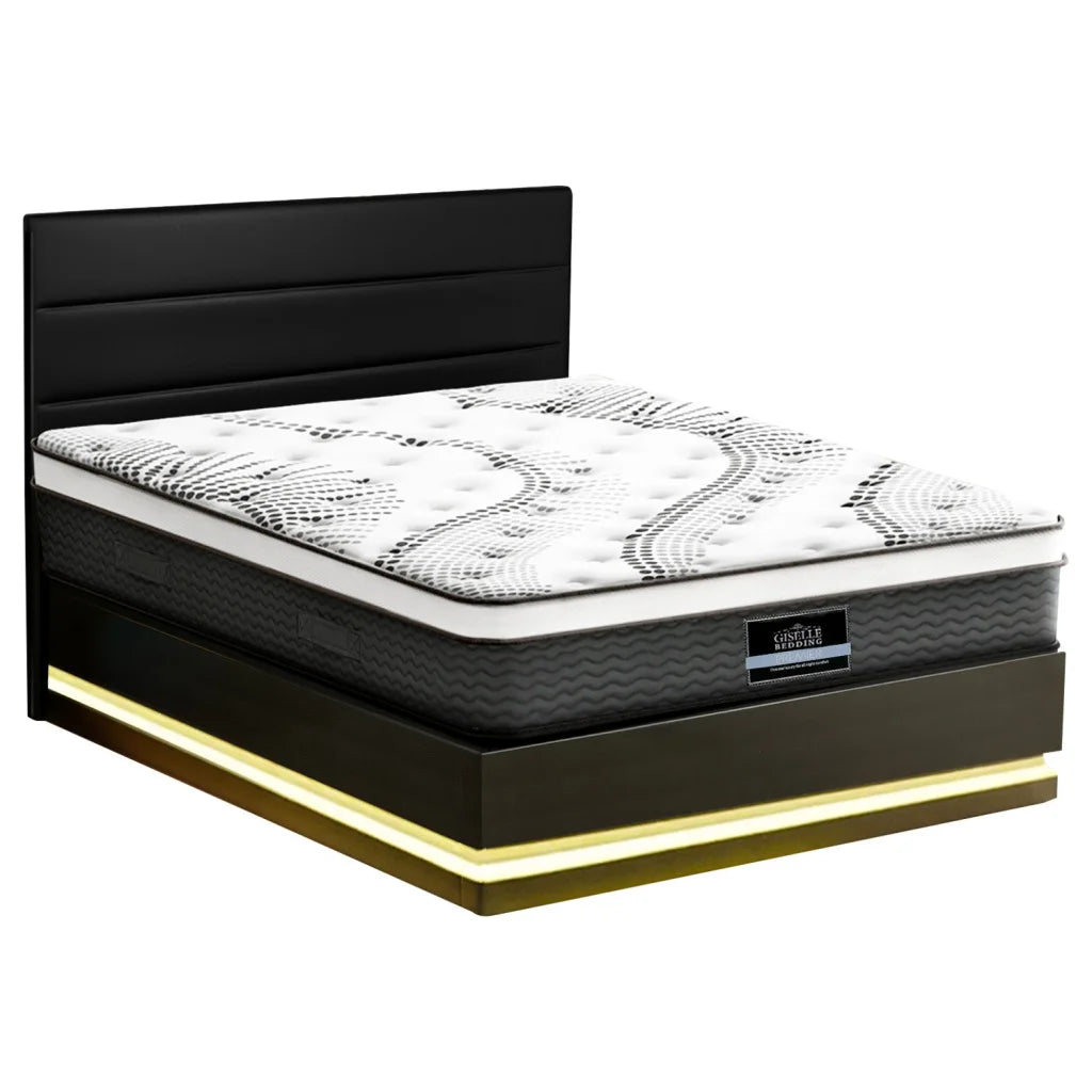 RGB LED Queen Bed Frame with 32cm Giselle Mattress
