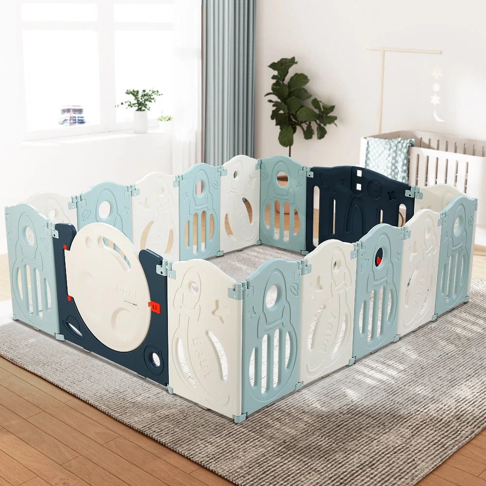 Baby Playpen 16 Panels Foldable Toddler Fence Safety Play