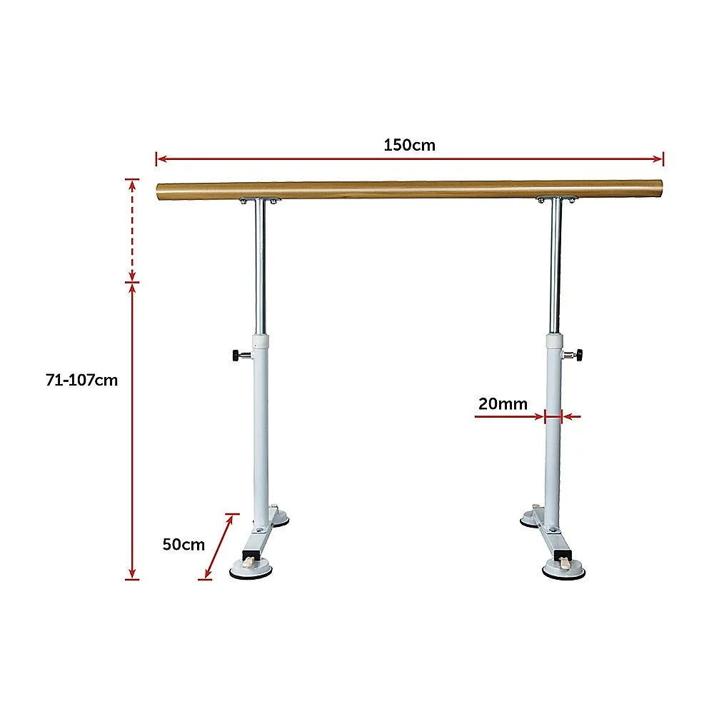 Ballet Bar Wooden Portable Stretch Barre Dance Bar 1.5M