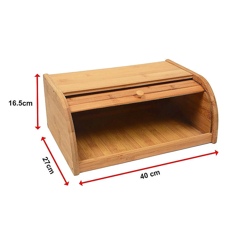 Bamboo Bread Bin Storage Box - Kitchen Loaf Pastry