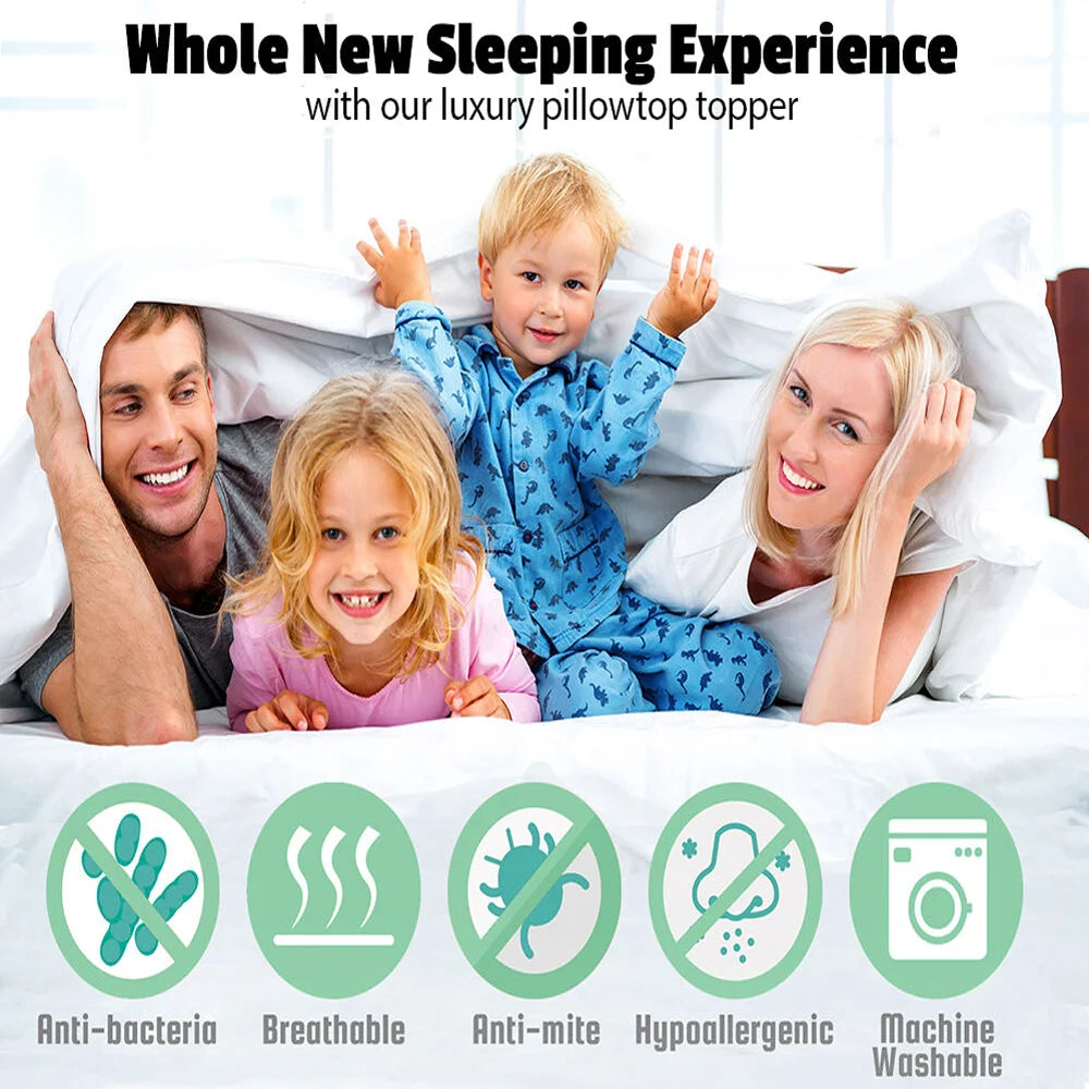 Bamboo Pillowtop Mattress Topper Luxury Bedding Mat Pad