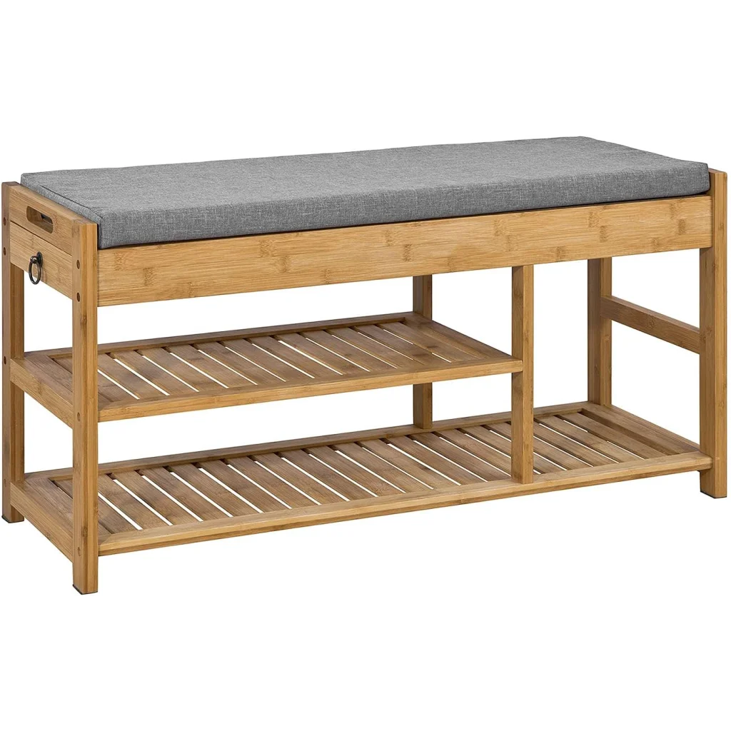 Bamboo Shoe Bench Drawers Lift Top - Furniture > Living