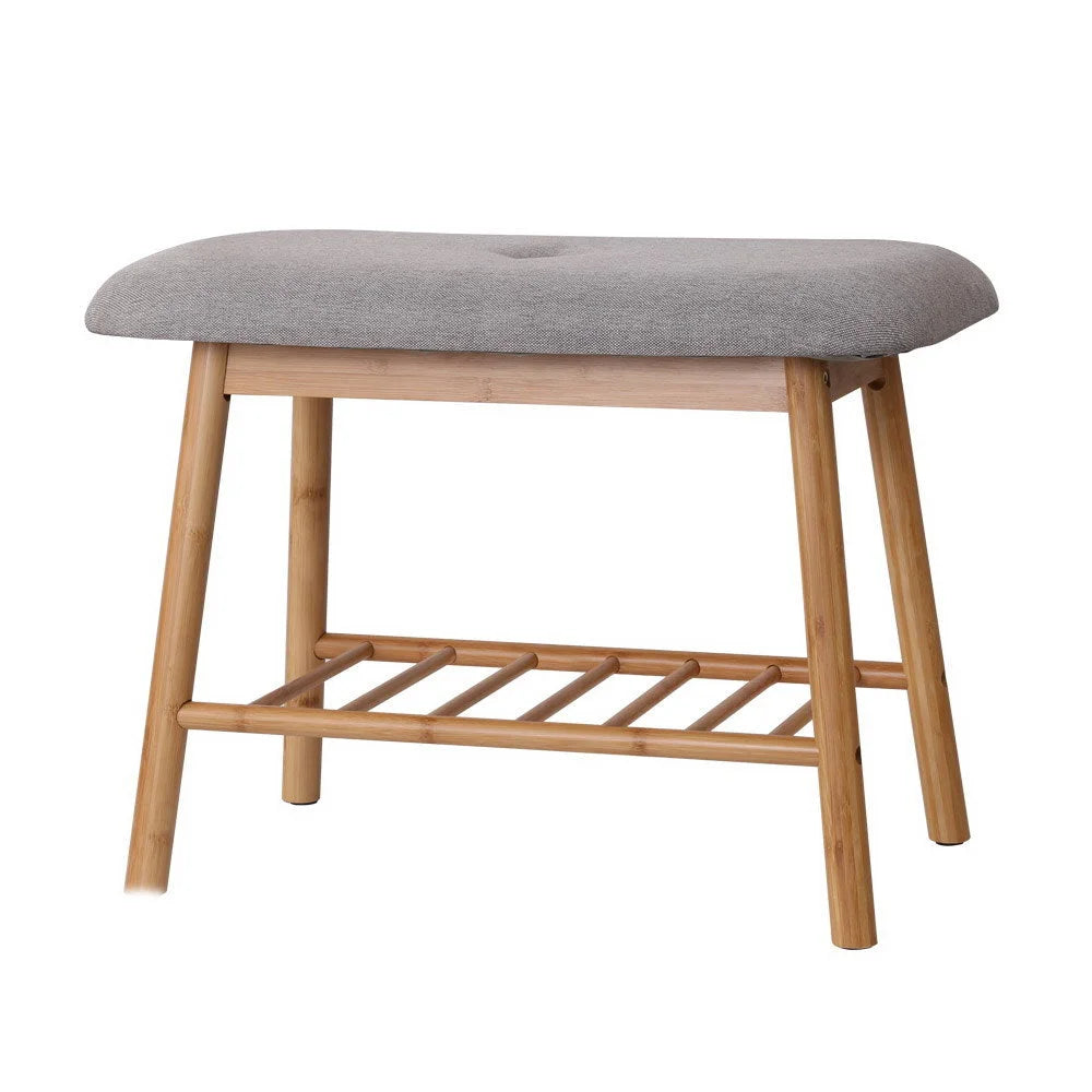 Bamboo Shoe Rack Seat Bench Grey - Bedroom