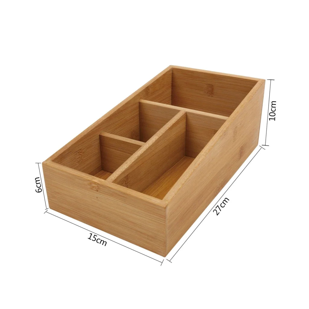 Bamboo Storage Box with 4 Slots - Furniture > Office >