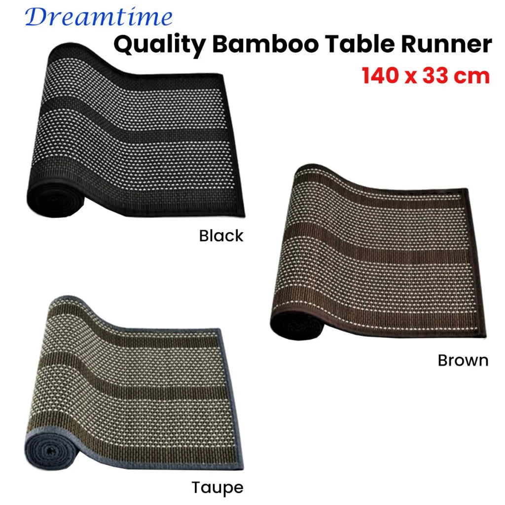 Bamboo Table Runner Dreamtime 140x33cm - Black - Furniture