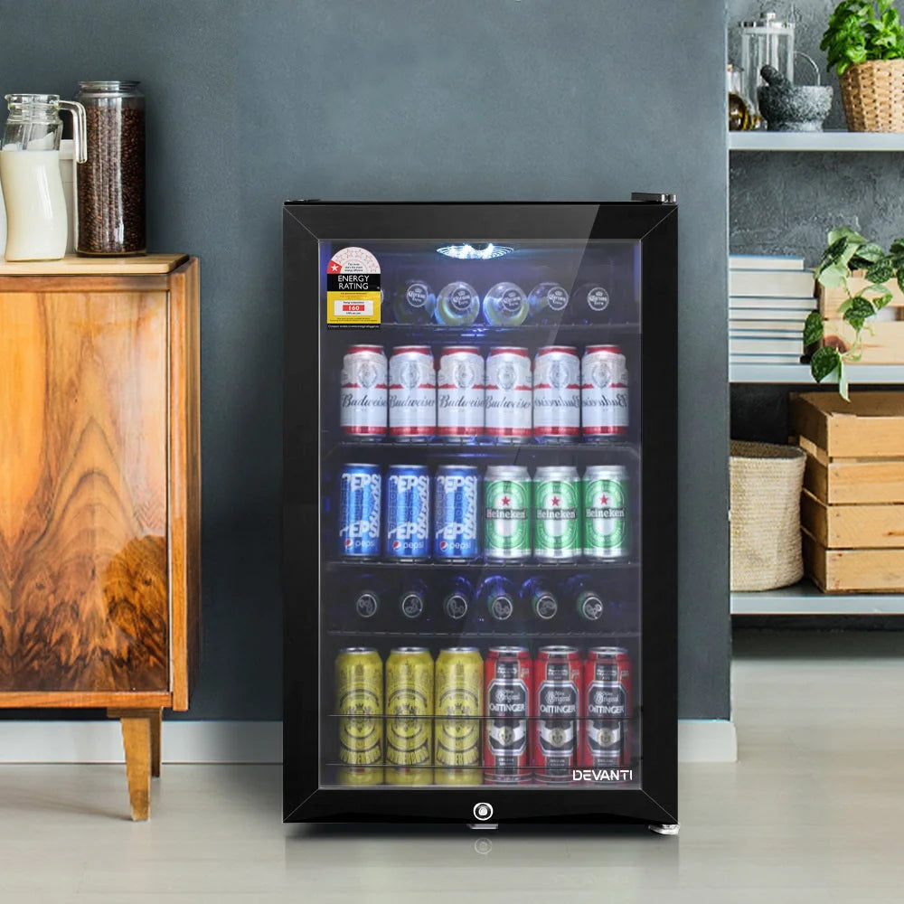 Bar Fridge 115L Glass Door Mini Freezer Fridges Countertop