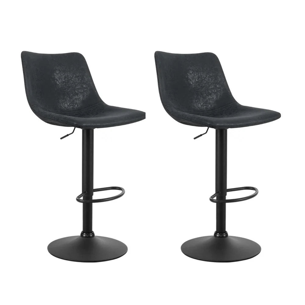 Bar Stools Set of 2 Gas Lift - Black - Bar Stools & Chairs