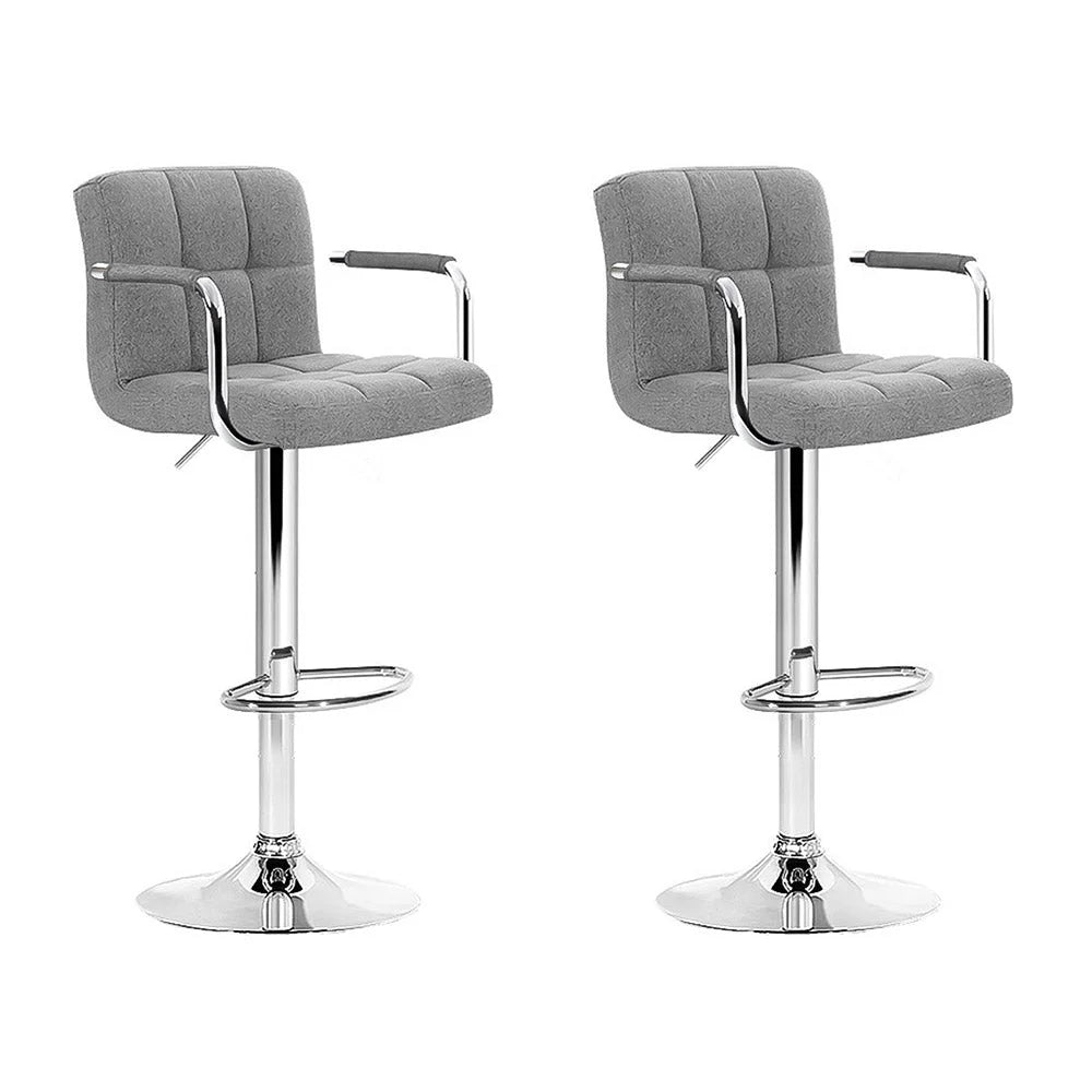 Bar Stools Set of 2 Gas lift Swivel - Steel and Grey - Bar